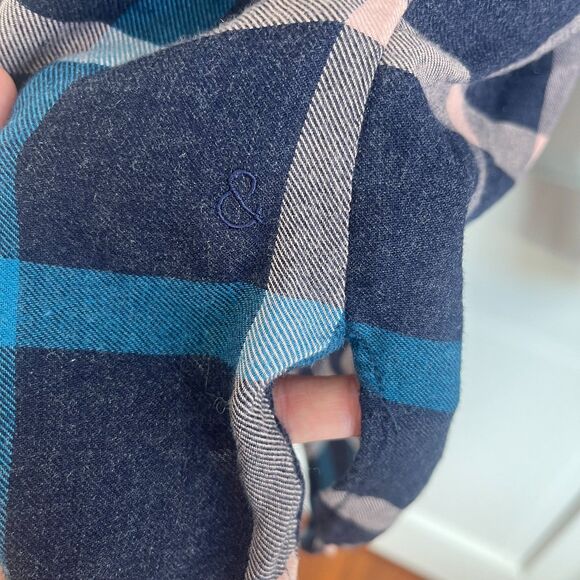 Treasure & Bond Blue Pink Plaid Long Sleeved Button Down Boyfriend Shirt SZ Med - Picture 5 of 8